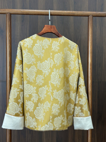 黃色人絲提花外套 Yellow Rayon Jacquard Jacket - Luxe Orienta CO., LIMITED