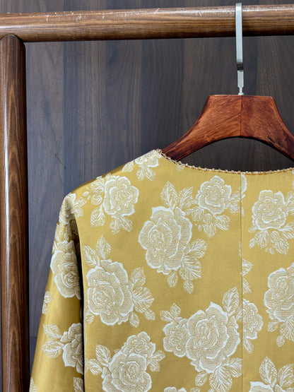 黃色人絲提花外套 Yellow Rayon Jacquard Jacket - Luxe Orienta CO., LIMITED