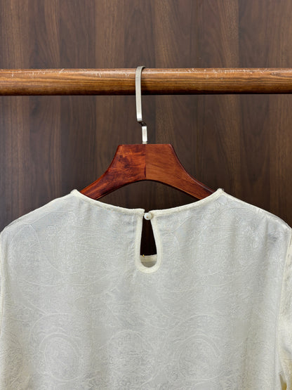 白色人絲提花上衣 White Rayon Jacquard Top - Luxe Orienta CO., LIMITED