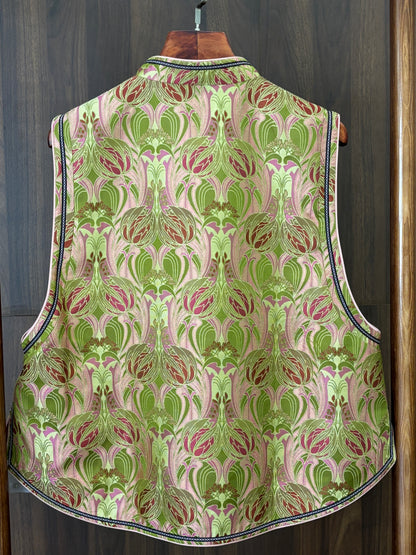 綠色桑蠶絲宋錦馬甲 Green Silk Songjin Vest - Luxe Orienta CO., LIMITED