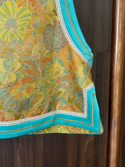 藍色桑蠶絲宋錦如意馬甲 Blue Silk Songjin Ruyi Vest - Luxe Orienta CO., LIMITED