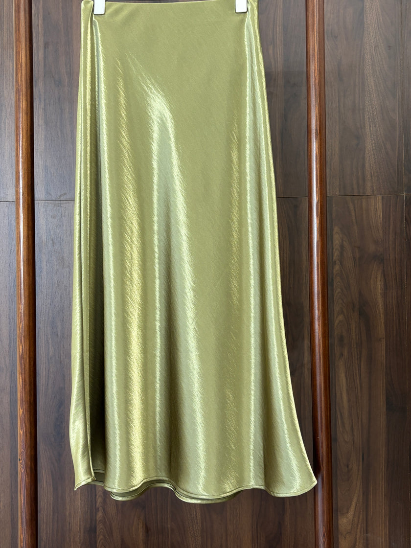 綠色醋酸半裙 Green Acetate Midi Skirt - Luxe Orienta CO., LIMITED
