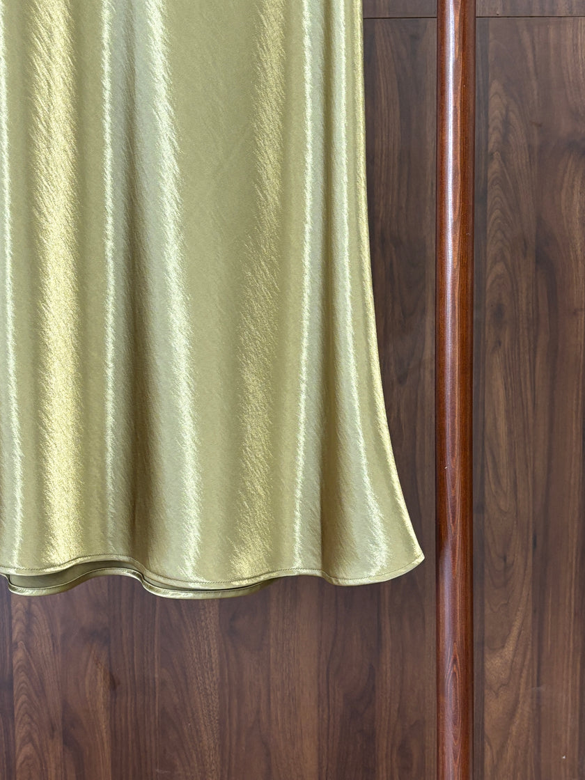 綠色醋酸半裙 Green Acetate Midi Skirt - Luxe Orienta CO., LIMITED