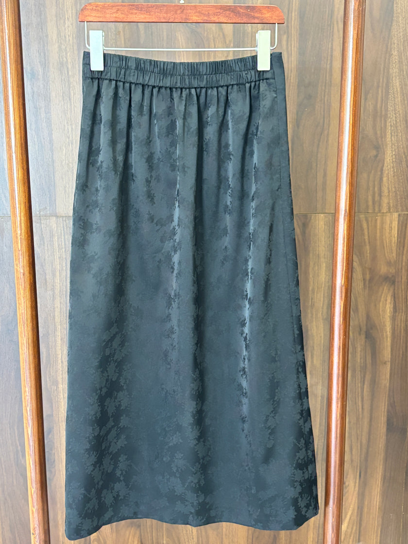 黑色真絲加人絲半裙 Black Silk Blend Midi Skirt - Luxe Orienta CO., LIMITED