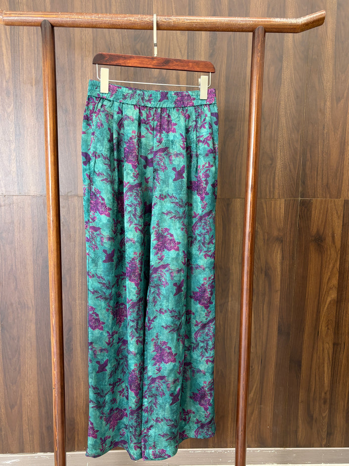 青綠色香雲紗褲子 Teal Xiangyunsha Pants - Luxe Orienta CO., LIMITED