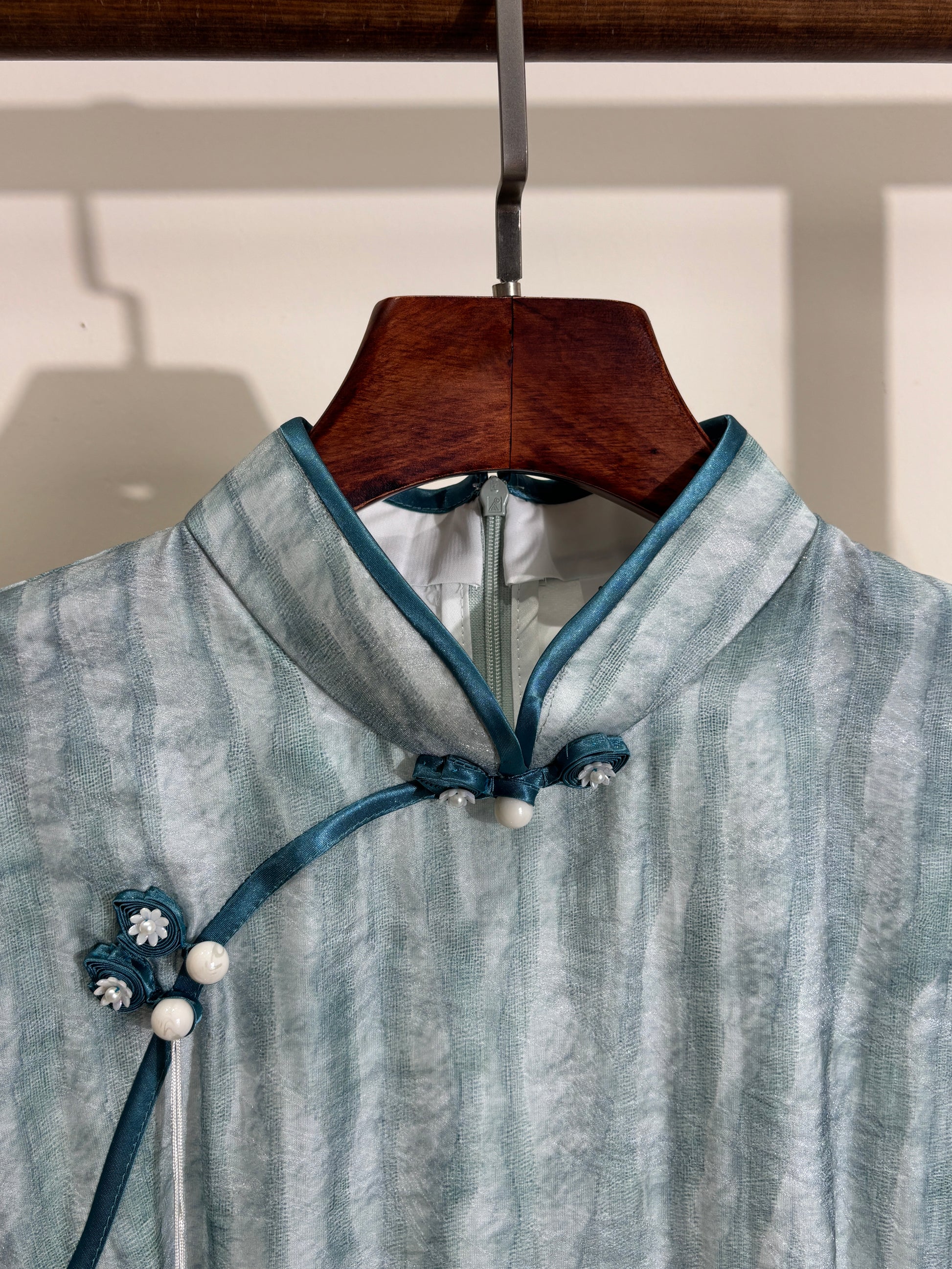 Blue High-Slit Qipao