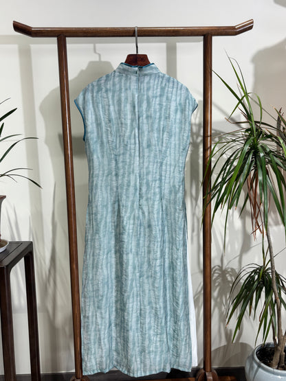 Blue High-Slit Qipao