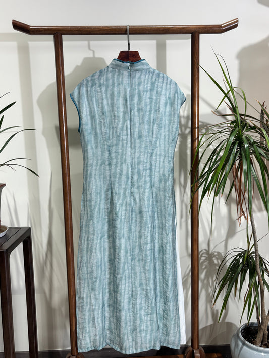 Blue High-Slit Qipao