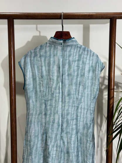 Blue High-Slit Qipao