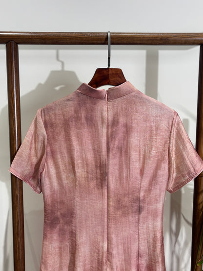 粉色短款旗袍 Pink Short Qipao - Luxe Orienta CO., LIMITED