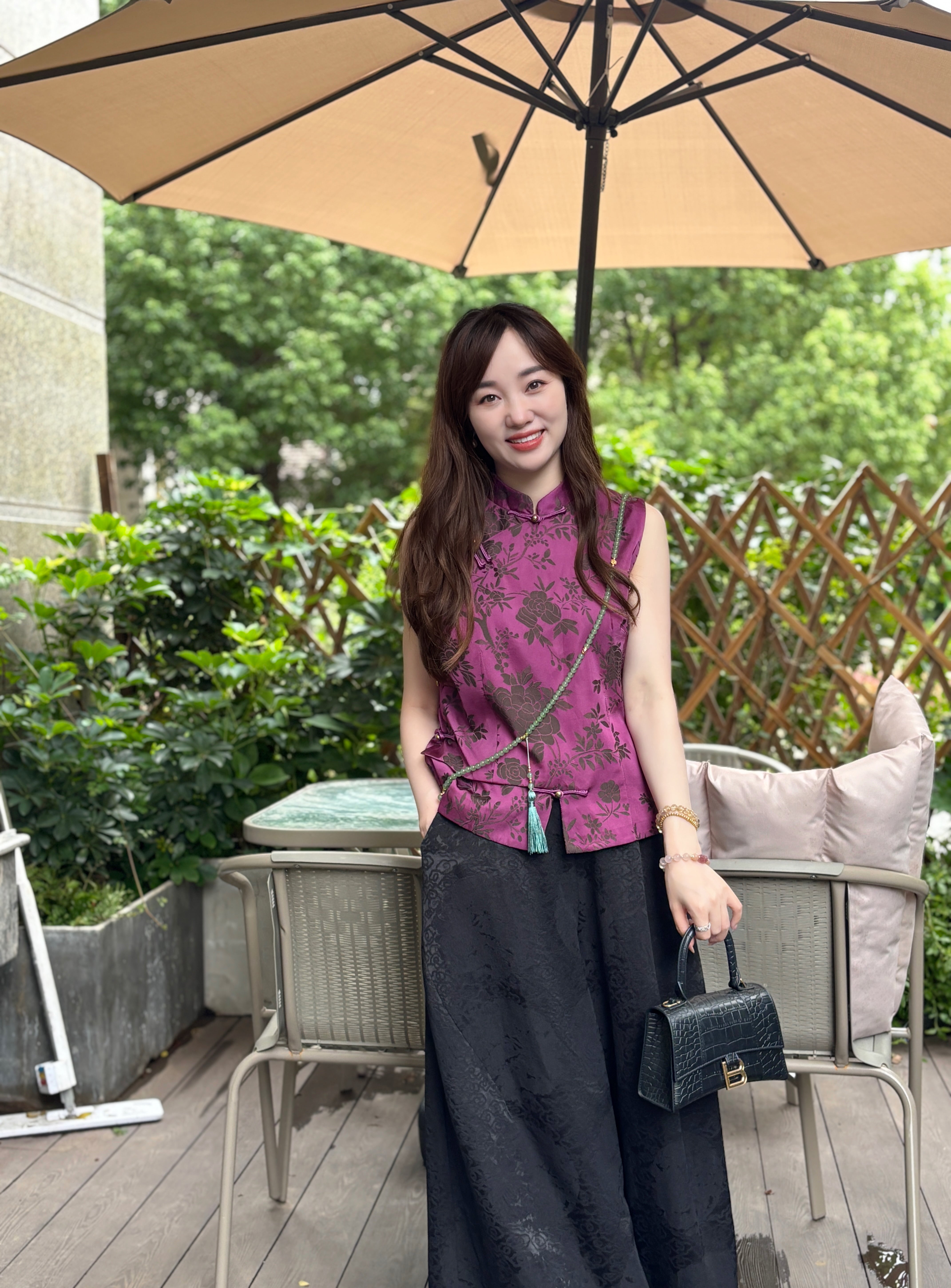 Purple Viscose Jacquard Vest – Modern Chinese Fashion, Lightweight Heritage Vest by LUXE ORIENTA - Luxe Orienta CO., LIMITED