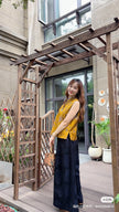 Yellow Rayon Jacquard Vest | Luxe Orienta Modern Chinese Fashion - Luxe Orienta CO., LIMITED