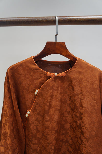 Xiangyunsha Vintage Red Embroidered Blouse | Modern Chinese Chic