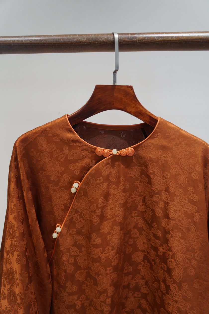 Xiangyunsha Vintage Red Embroidered Blouse | Modern Chinese Chic - Luxe Orienta CO., LIMITED