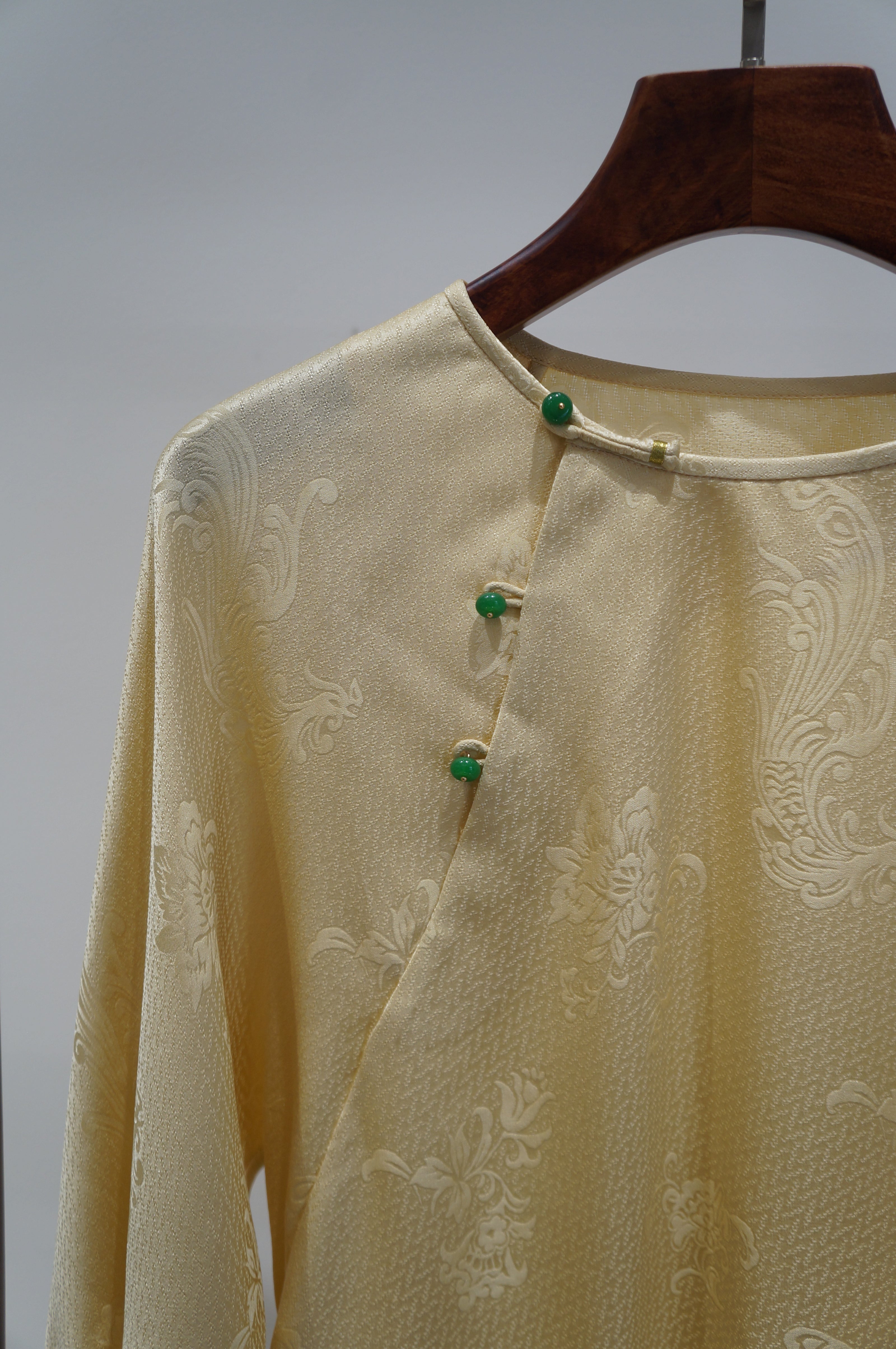 Yellow Mulberry Silk Embroidered Blouse | Refined Chinese Elegance - Luxe Orienta CO., LIMITED