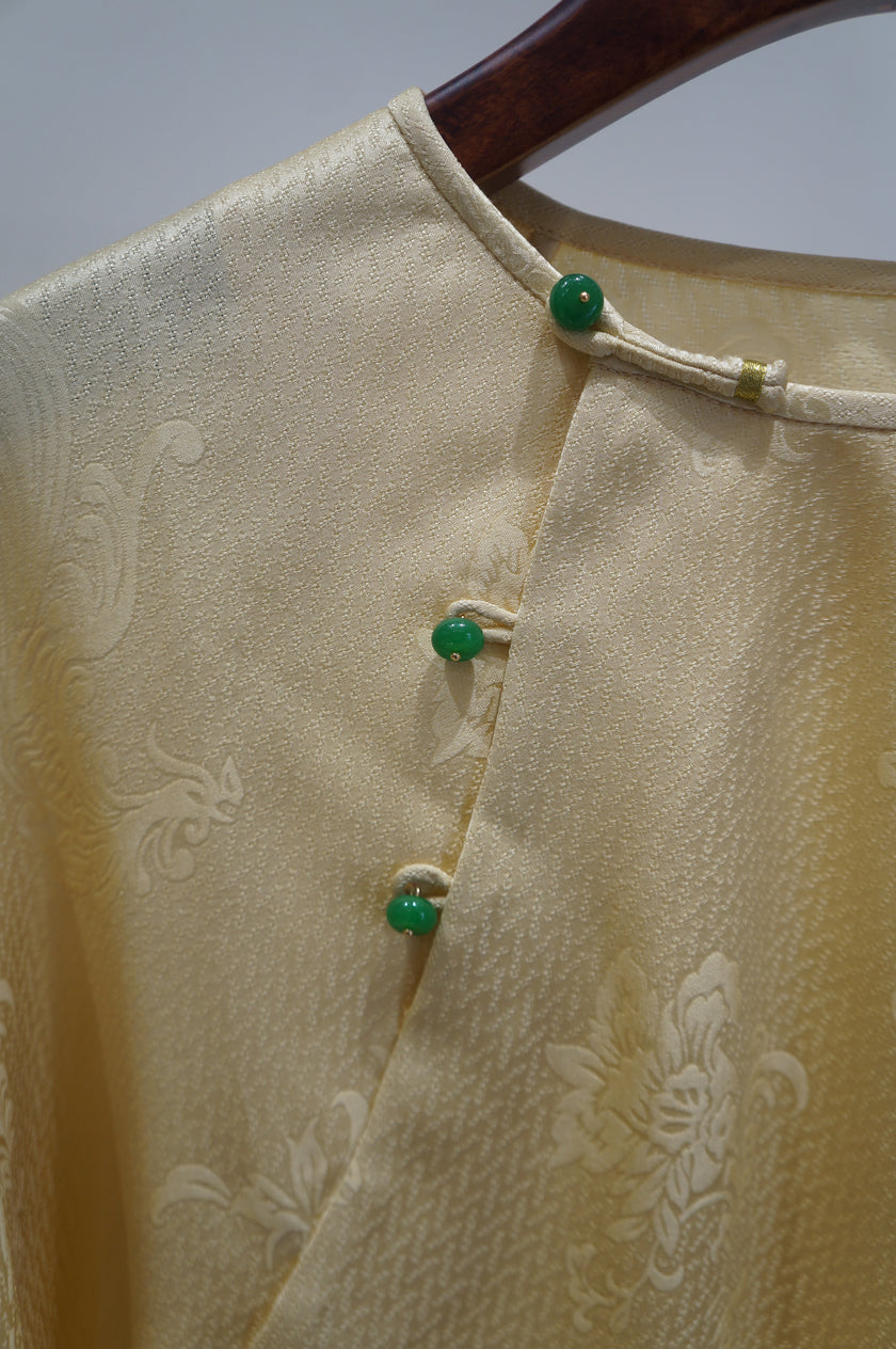 Yellow Mulberry Silk Embroidered Blouse | Refined Chinese Elegance - Luxe Orienta CO., LIMITED