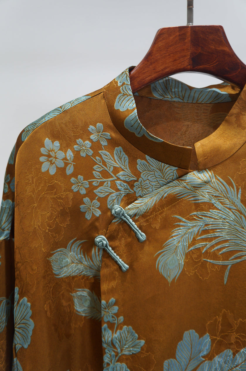 Brown Phoenix Xiangyunsha Blouse | Elegance in Flight - Luxe Orienta CO., LIMITED