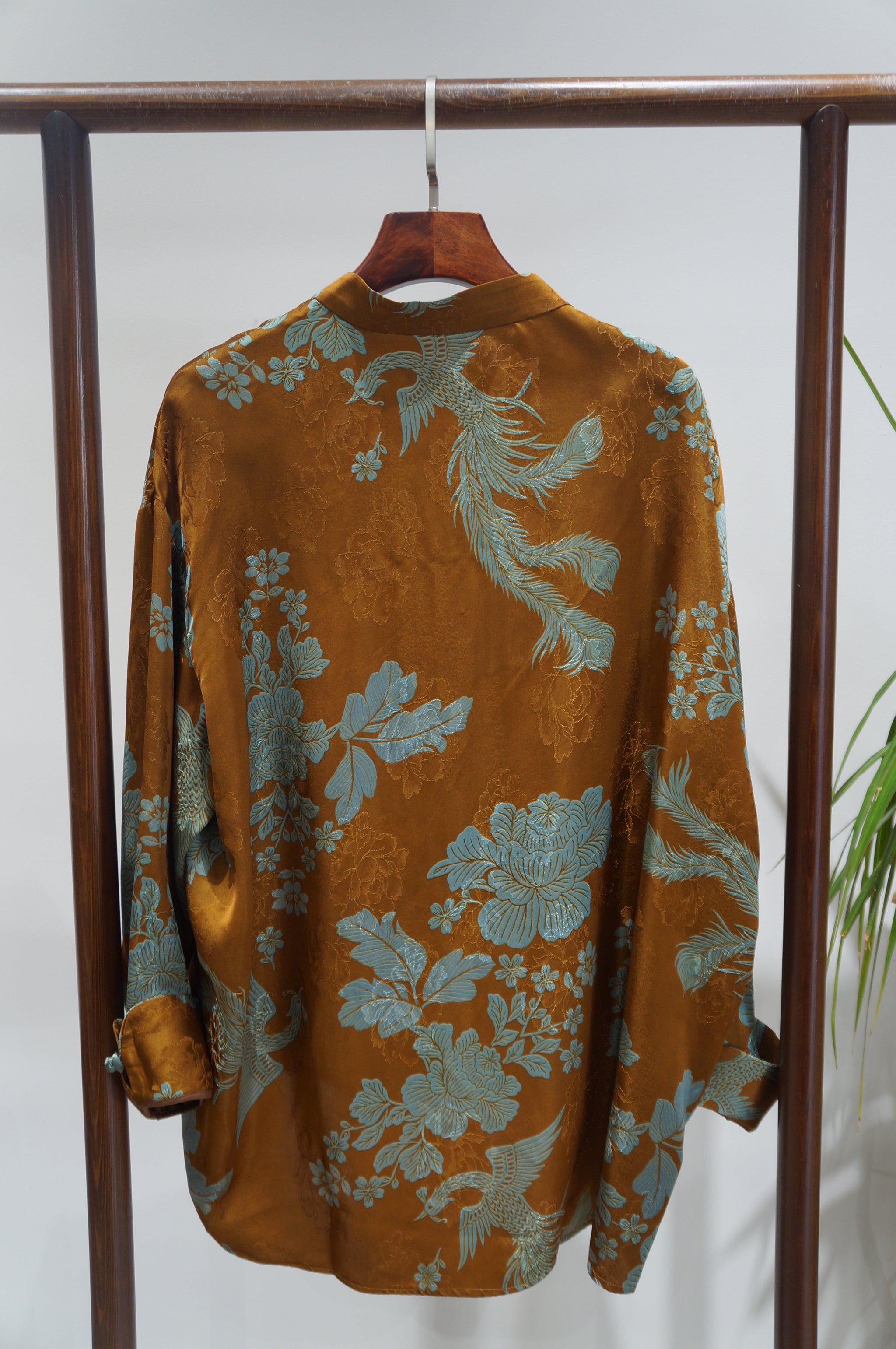 Brown Phoenix Xiangyunsha Blouse | Elegance in Flight - Luxe Orienta CO., LIMITED