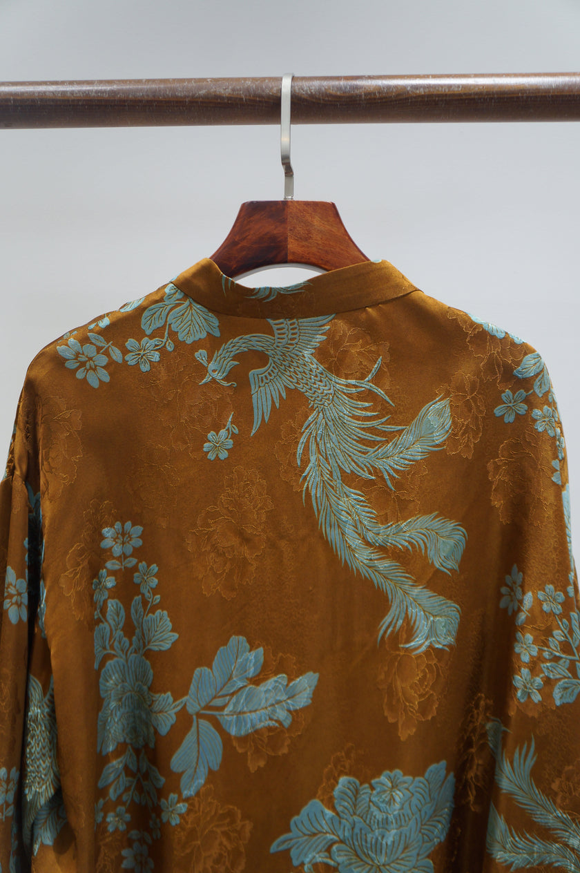 Brown Phoenix Xiangyunsha Blouse | Elegance in Flight - Luxe Orienta CO., LIMITED