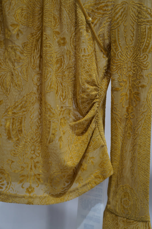 Yellow Velvet Blouse | Modern Eastern Sophistication