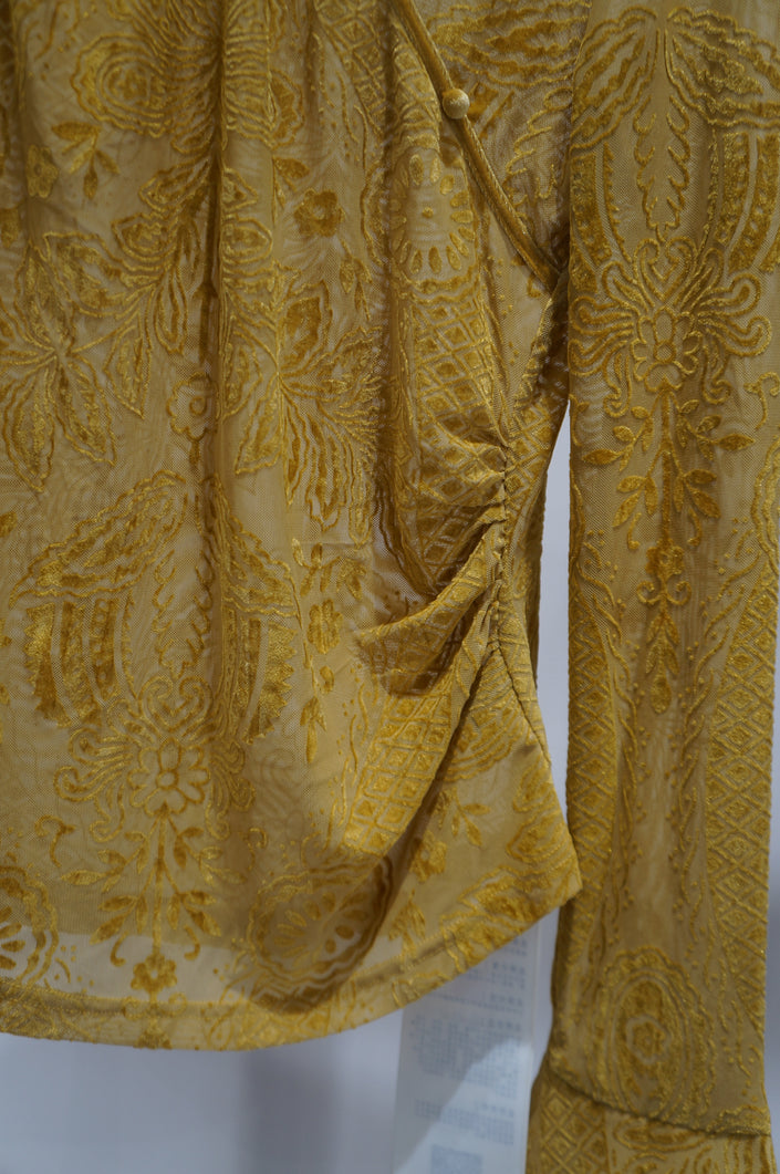 Yellow Velvet Blouse | Modern Eastern Sophistication - Luxe Orienta CO., LIMITED