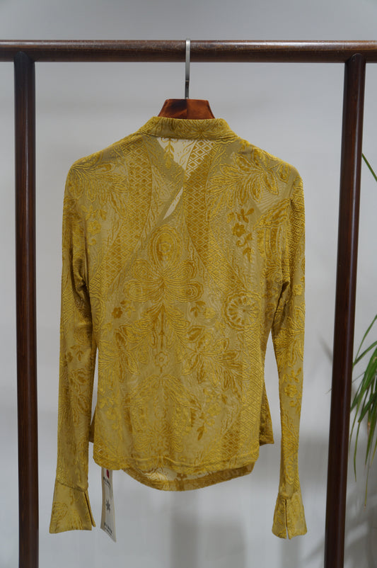 Yellow Velvet Blouse | Modern Eastern Sophistication