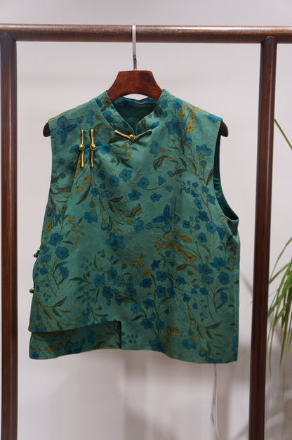 Green Mulberry Silk Vest | Modern Chinese Sophistication