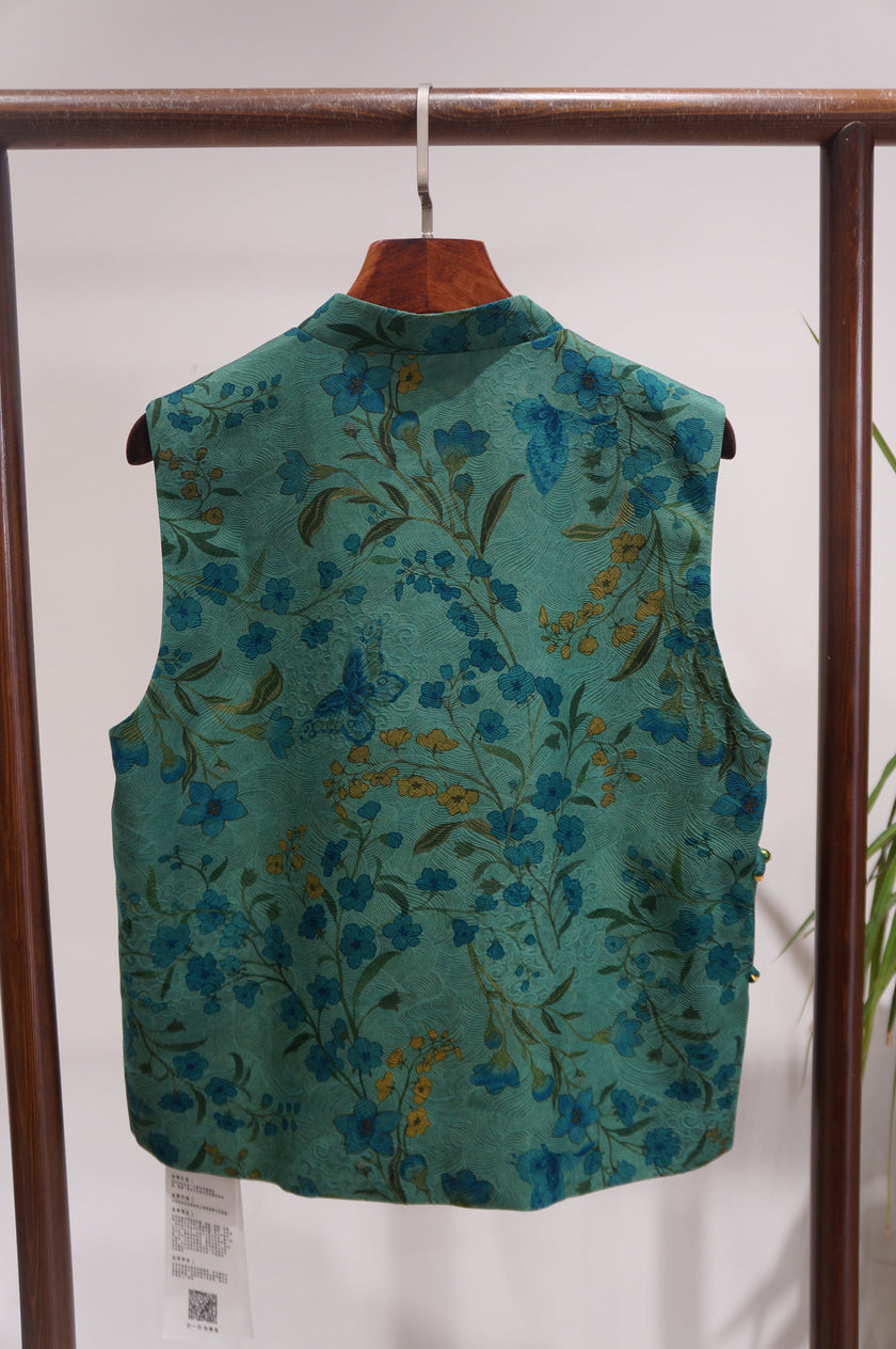 Green Mulberry Silk Vest | Modern Chinese Sophistication - Luxe Orienta CO., LIMITED