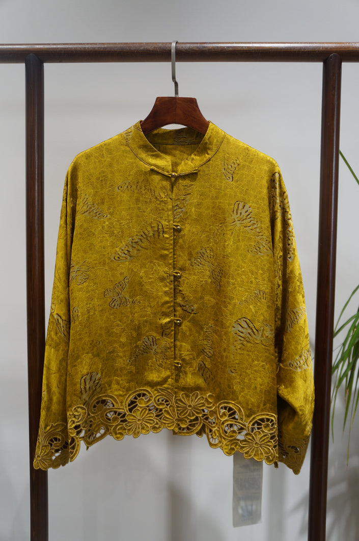Yellow Xiangyunsha Embroidered Jacket | Timeless Chinese Elegance - Luxe Orienta CO., LIMITED