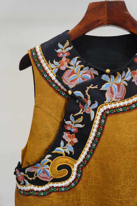 Yellow Rayon Xiangyunsha Vest | Modern Chinese Elegance