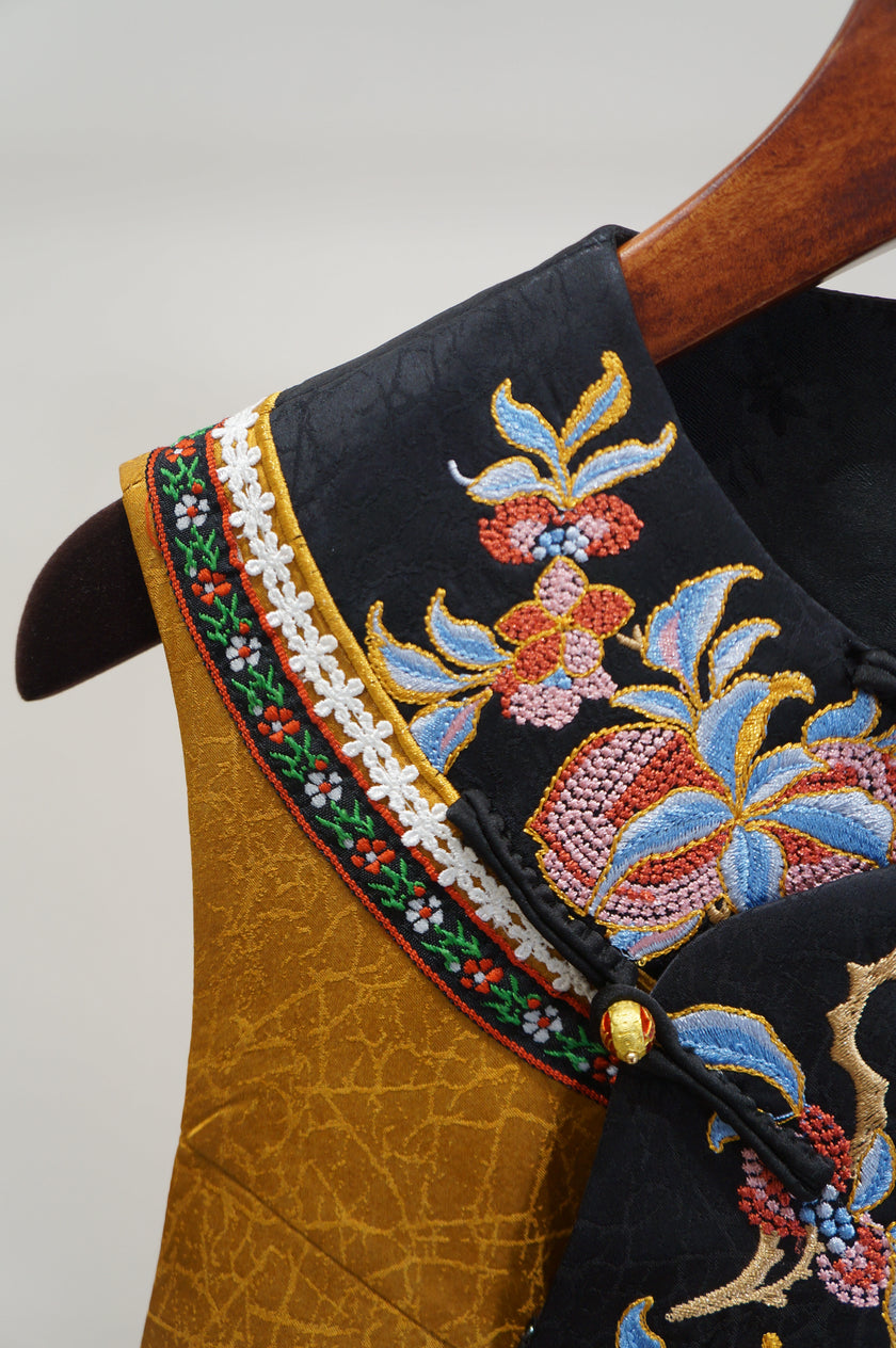 Yellow Rayon Xiangyunsha Vest | Modern Chinese Elegance - Luxe Orienta CO., LIMITED