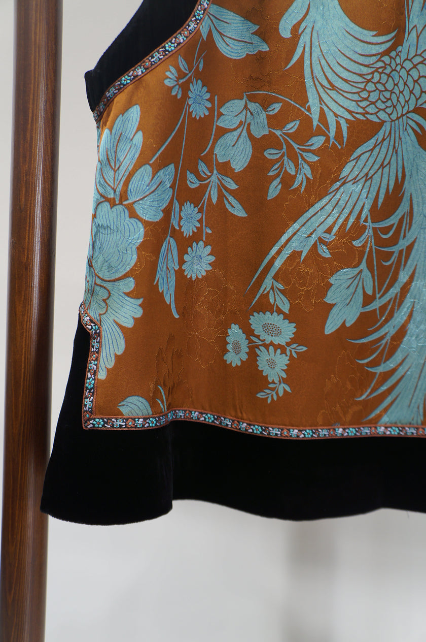 Brown Phoenix & Peony Xiangyunsha Vest | Symbolic Chinese Elegance - Luxe Orienta CO., LIMITED