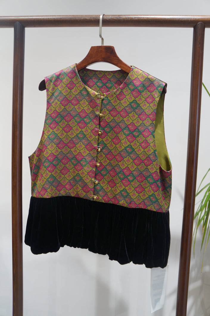 Purple Velvet Patchwork Vest | Contemporary Chinese Elegance - Luxe Orienta CO., LIMITED
