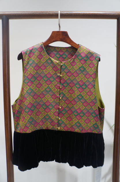 Purple Velvet Patchwork Vest | Contemporary Chinese Elegance