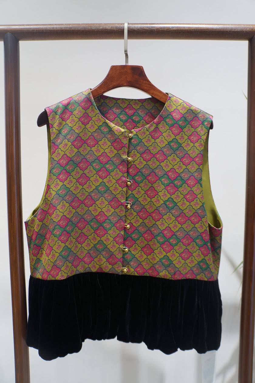 Purple Velvet Patchwork Vest | Contemporary Chinese Elegance - Luxe Orienta CO., LIMITED