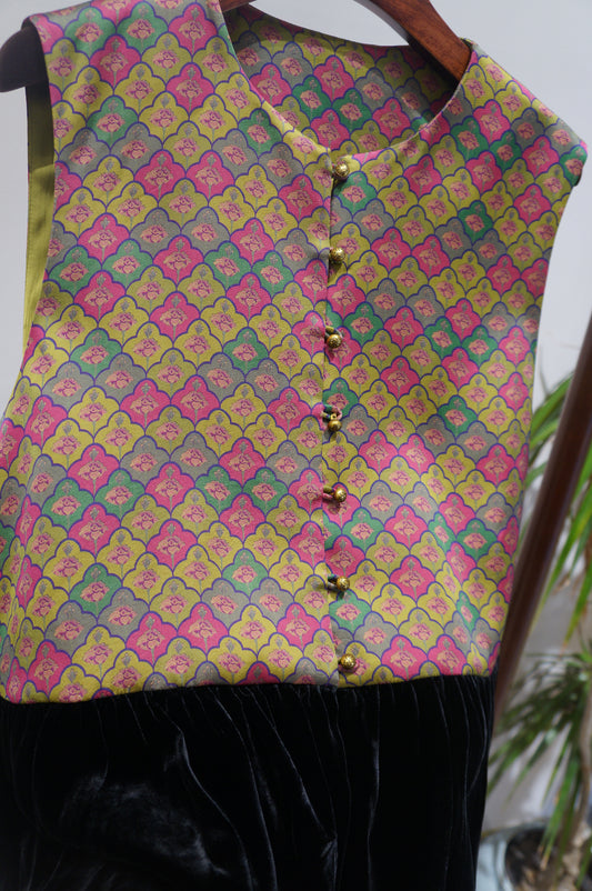 Purple Velvet Patchwork Vest | Contemporary Chinese Elegance