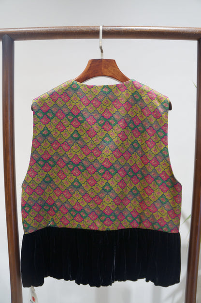 Purple Velvet Patchwork Vest | Contemporary Chinese Elegance