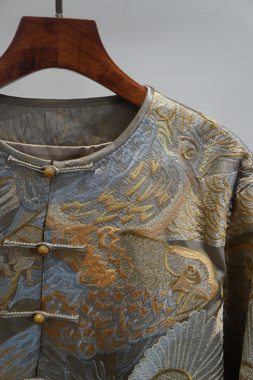 Light Blue Embroidered Jacket | Elegant Chinese Heritage - Luxe Orienta CO., LIMITED