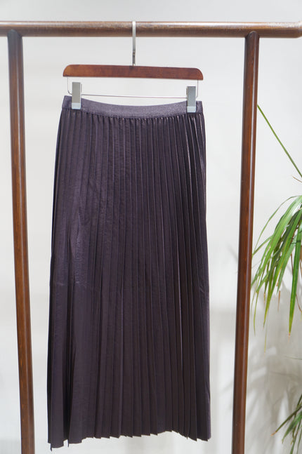 Purple Rayon Pleated Skirt | Modern Chinese Grace - Luxe Orienta CO., LIMITED