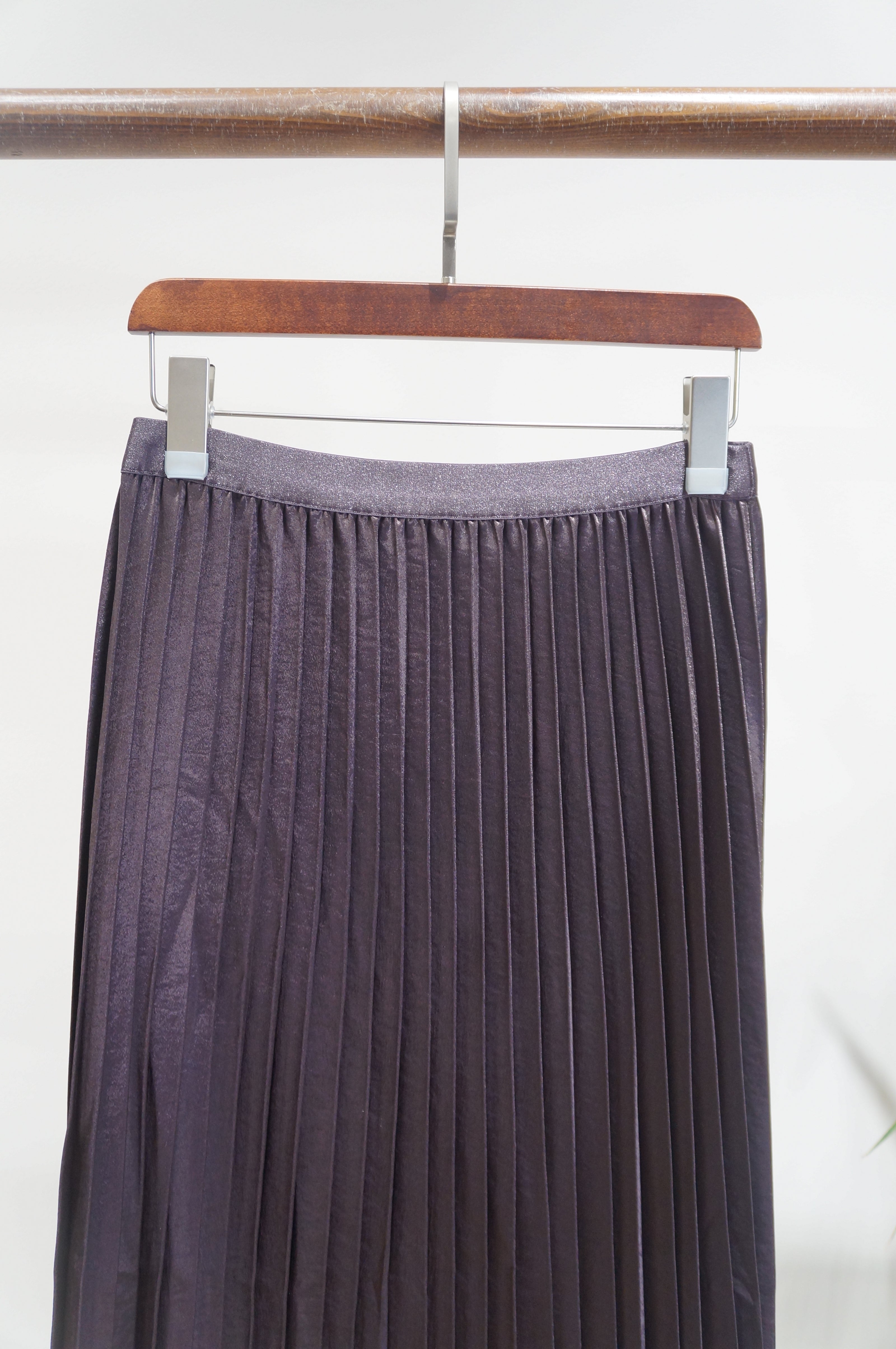 Purple Rayon Pleated Skirt | Modern Chinese Grace - Luxe Orienta CO., LIMITED