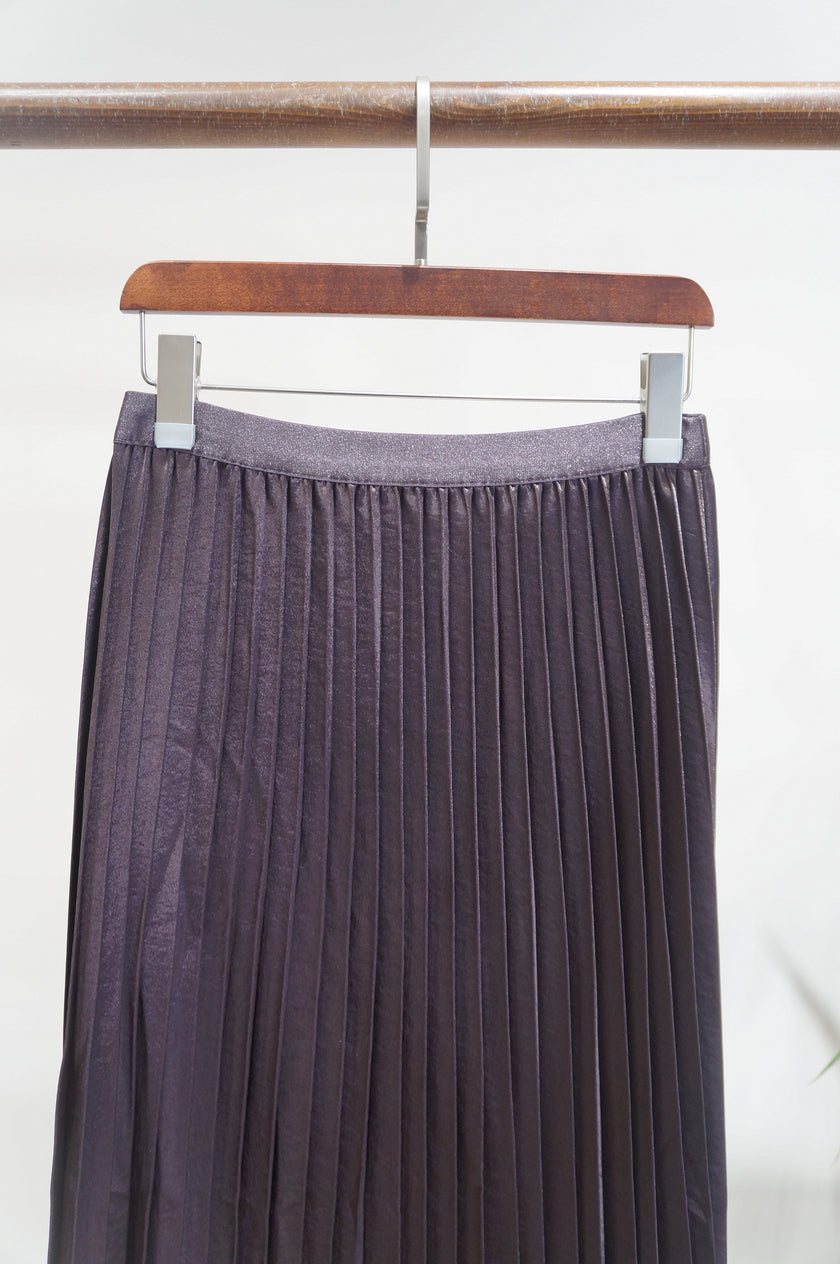 Purple Rayon Pleated Skirt | Modern Chinese Grace - Luxe Orienta CO., LIMITED