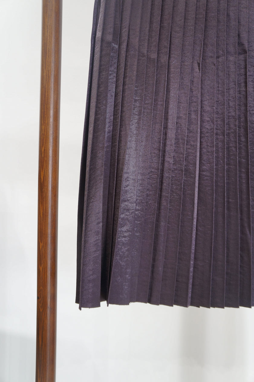 Purple Rayon Pleated Skirt | Modern Chinese Grace - Luxe Orienta CO., LIMITED
