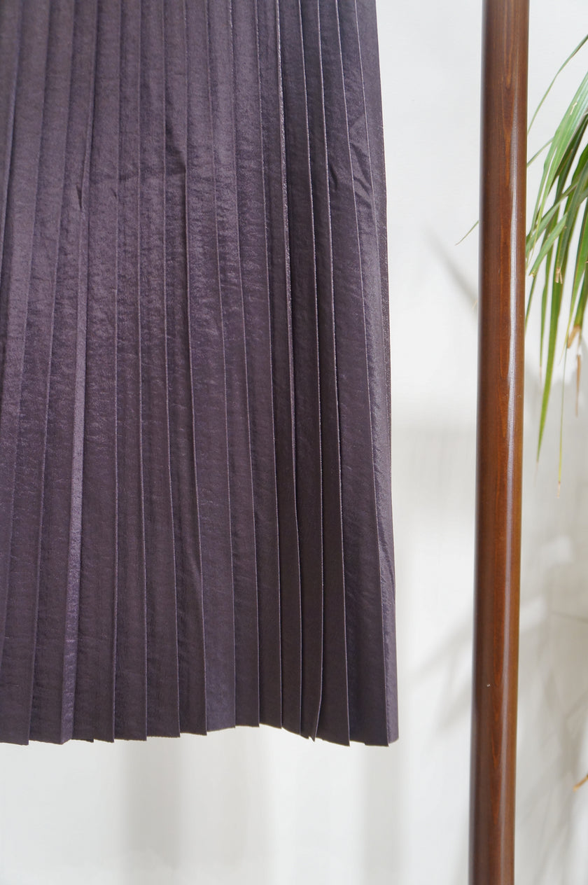 Purple Rayon Pleated Skirt | Modern Chinese Grace - Luxe Orienta CO., LIMITED