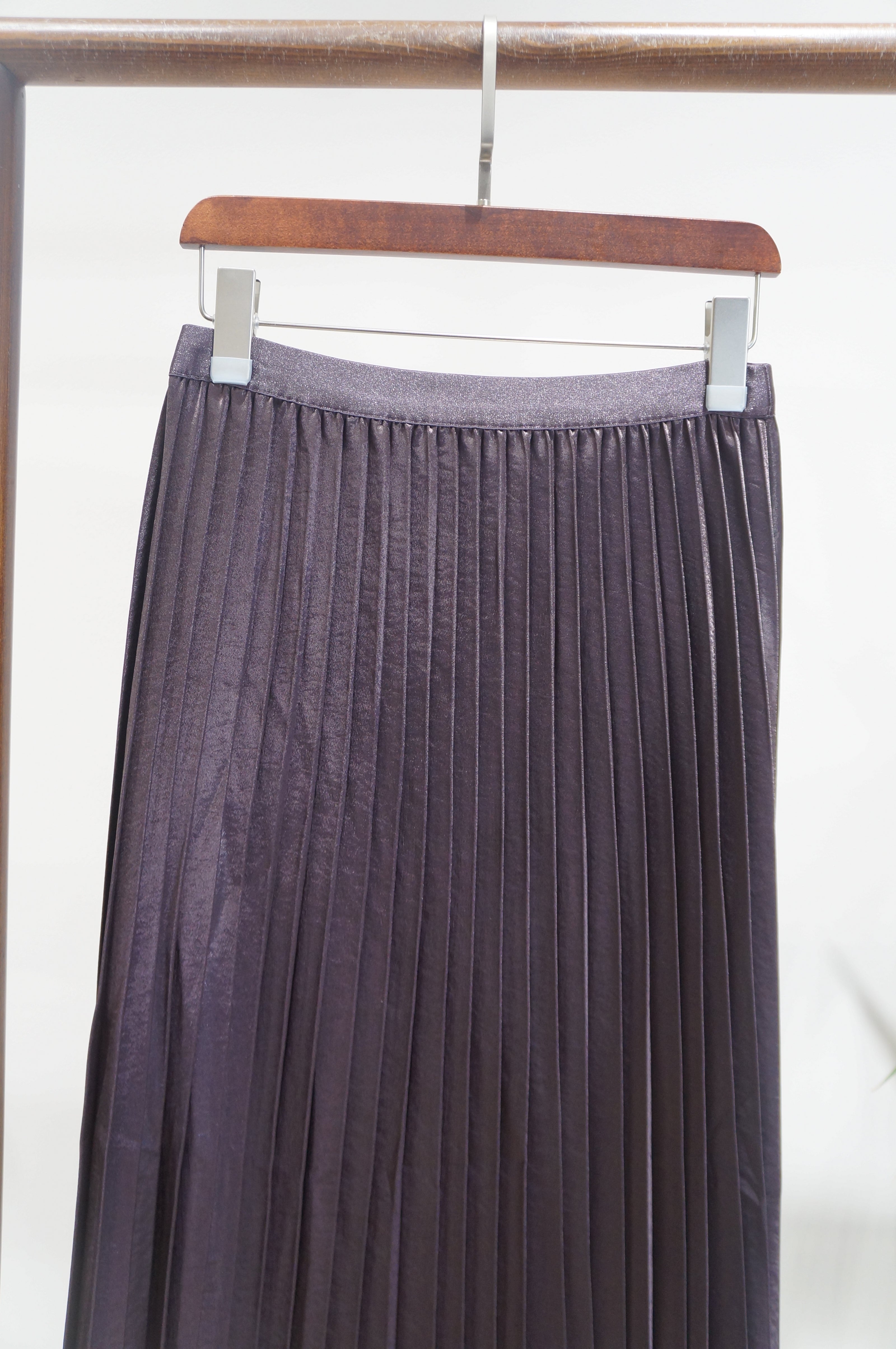 Purple Rayon Pleated Skirt | Modern Chinese Grace - Luxe Orienta CO., LIMITED