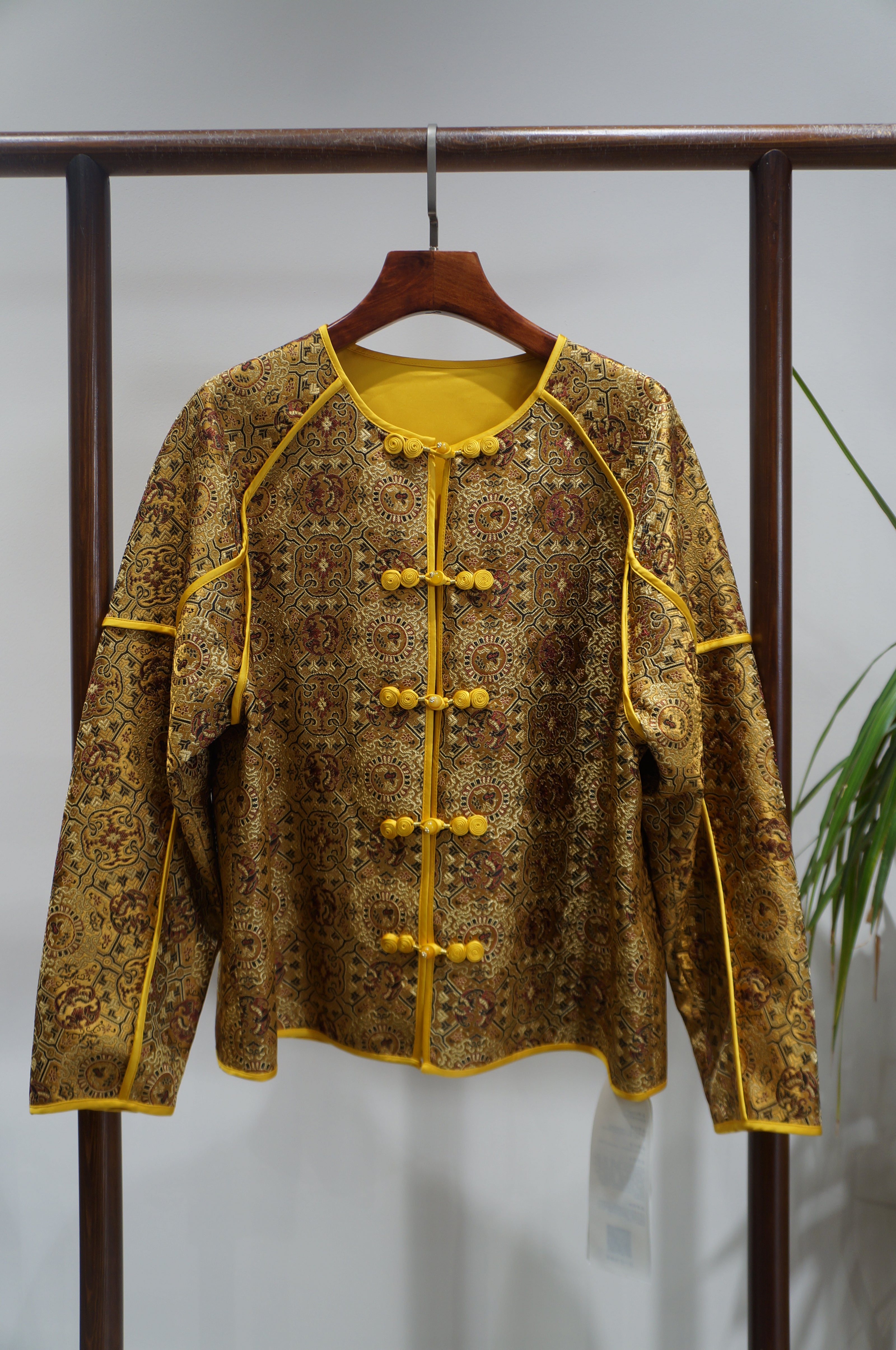 Yellow Mulberry Silk Shu Brocade Jacket with Pankou Buttons | Timeless Chinese Luxury - Luxe Orienta CO., LIMITED