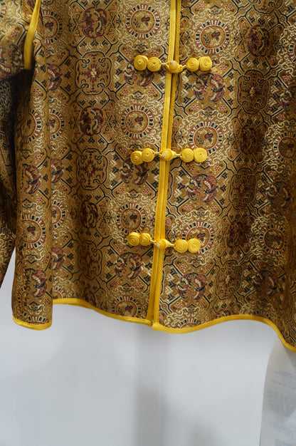 Yellow Mulberry Silk Shu Brocade Jacket with Pankou Buttons | Timeless Chinese Luxury