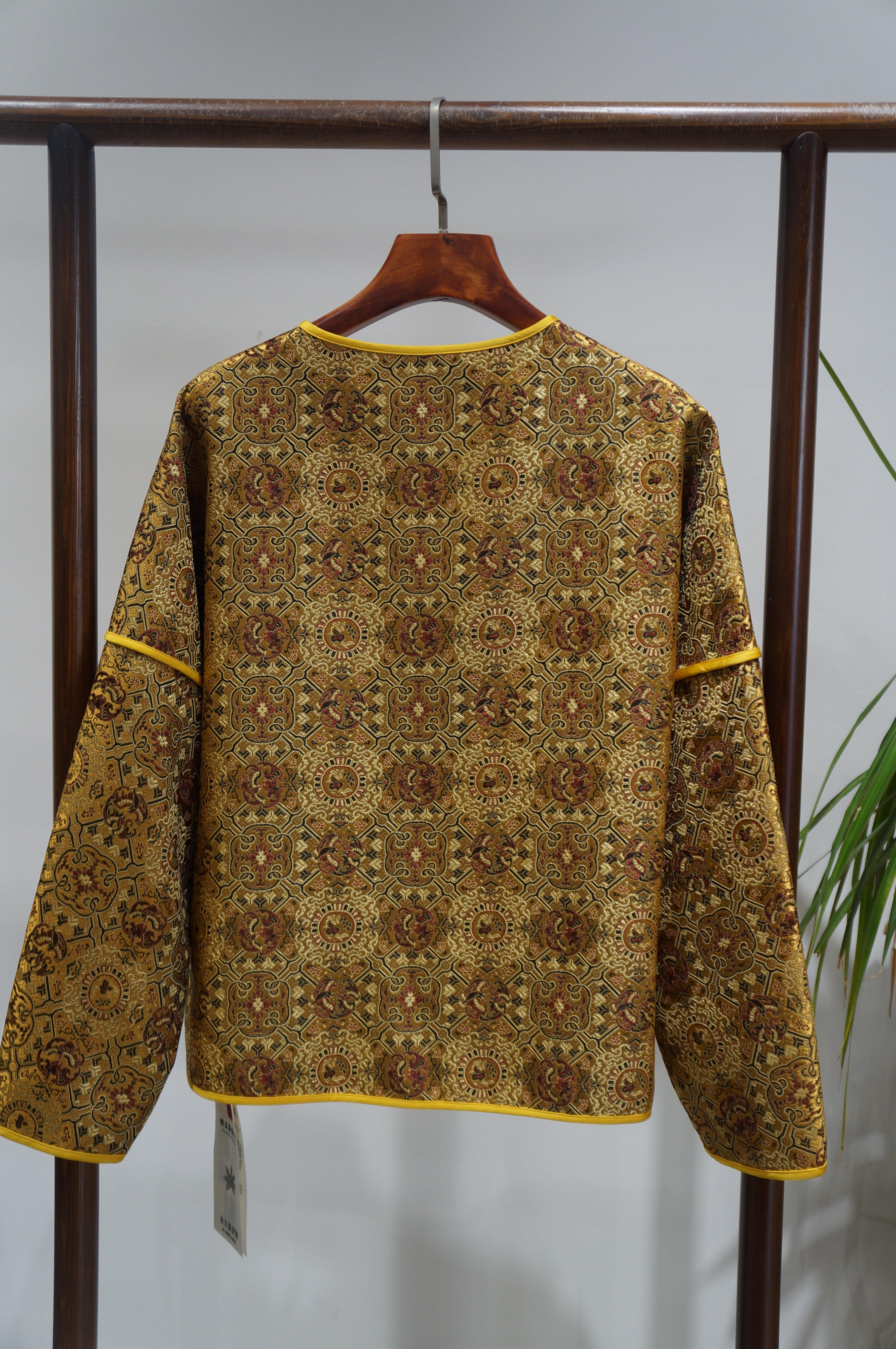 Yellow Mulberry Silk Shu Brocade Jacket with Pankou Buttons | Timeless Chinese Luxury - Luxe Orienta CO., LIMITED