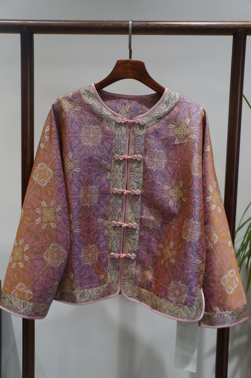 Pink Rayon Shu Brocade Jacket | Modern Chinese Refinement - Luxe Orienta CO., LIMITED