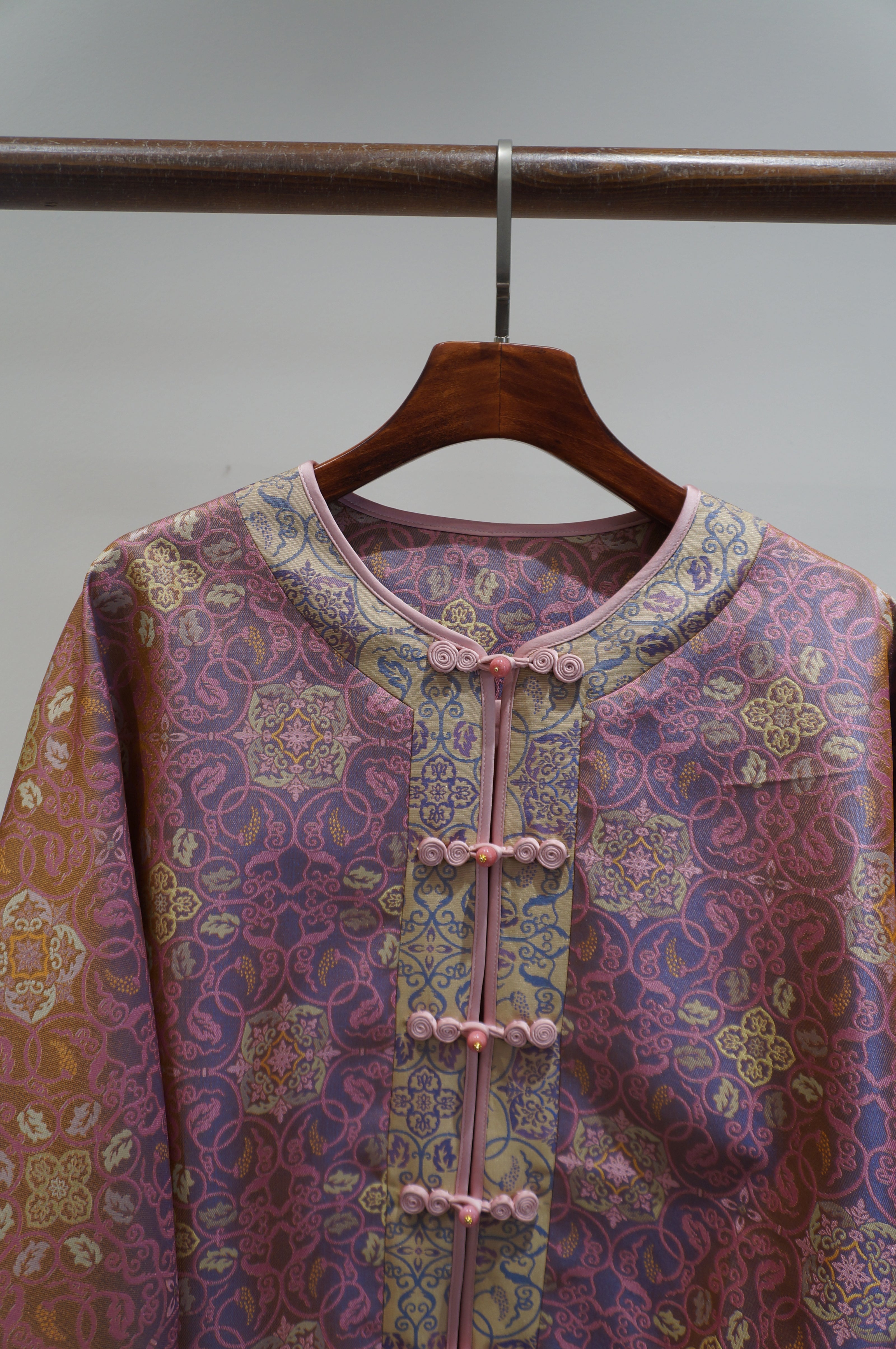 Pink Rayon Shu Brocade Jacket | Modern Chinese Refinement - Luxe Orienta CO., LIMITED