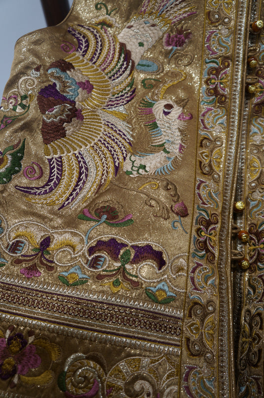 Gold Acetate Embroidered Vest | Elegant Chinese Heritage
